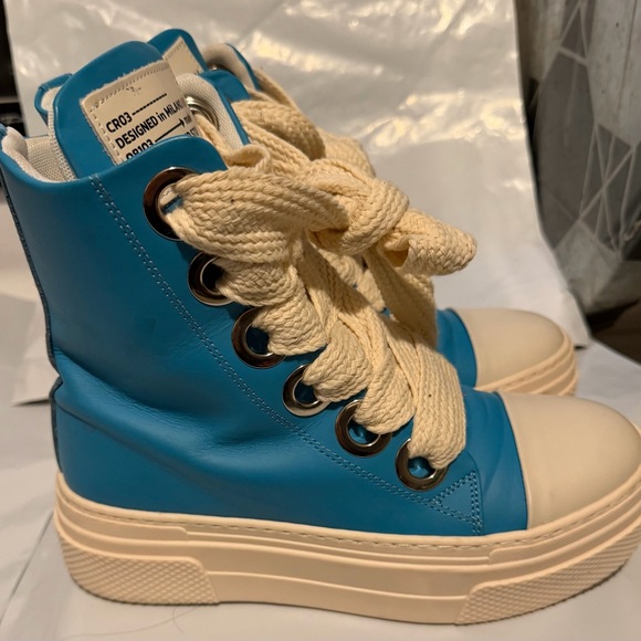 CRISTIAN ZEROTRE CALIPSO -300 BLUE NAPOLI LEATHER WOMEN High-Top Sneakers - Picture 5 of 9